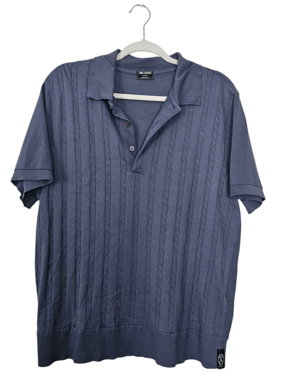 Todd Snyder Men's Blue Short-Sleeve Polo Sweater
